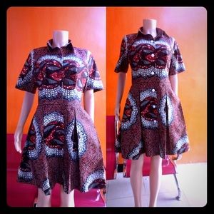 African Ankara knee length collared dress